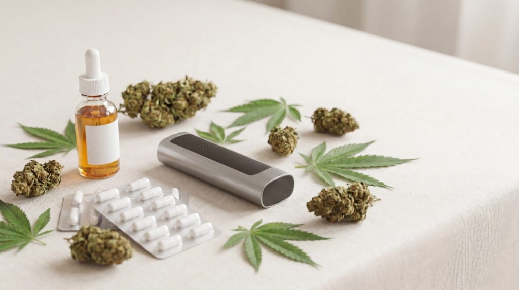 Medical cannabis consumption methods including inhaler oil and capsule for pharmaceutical patient guide